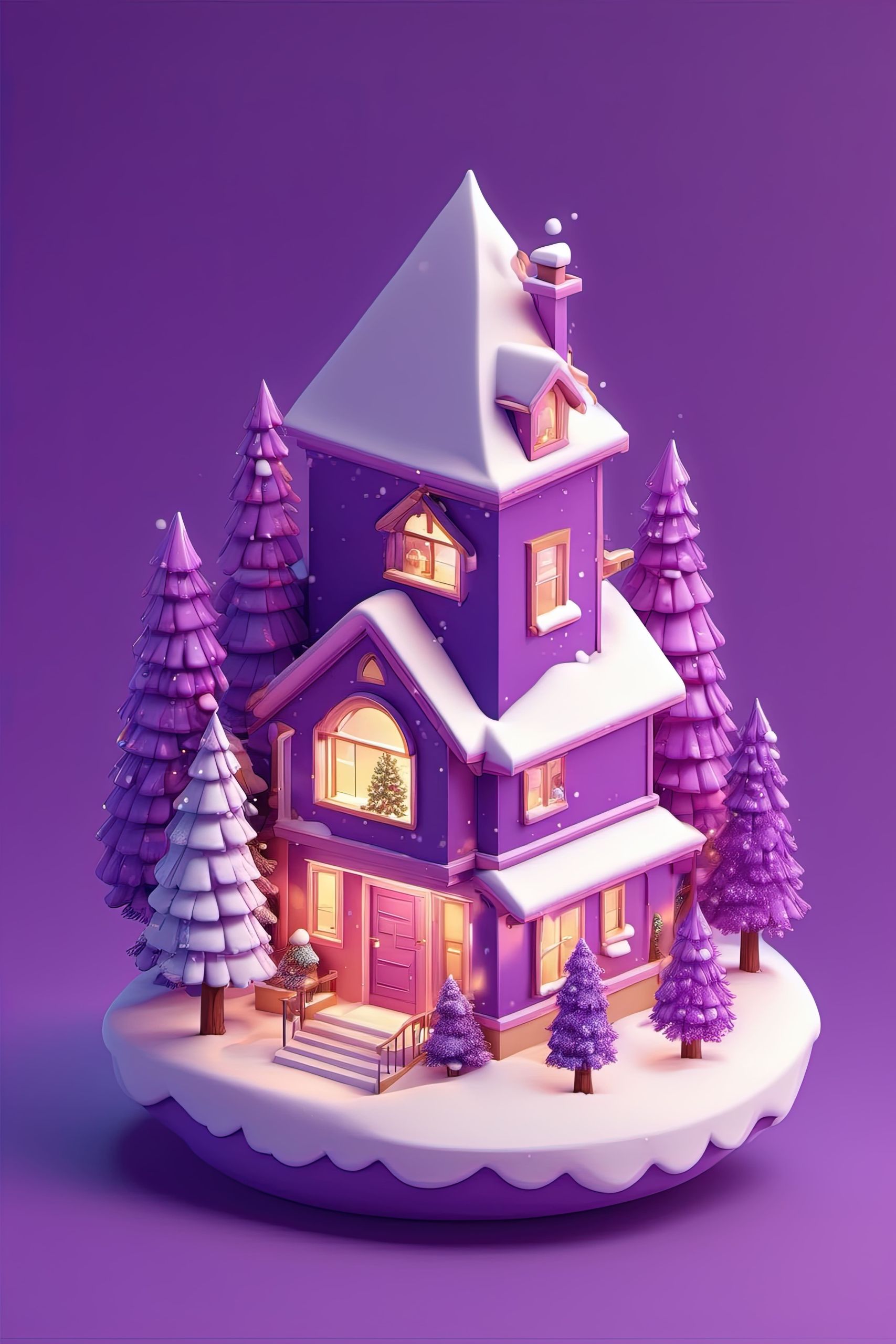purple-christmas-tree-with-house-middle (1) (1)